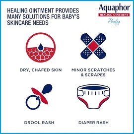 Aquaphor Baby Healing Ointment, Advanced Therapy for Chapped Cheeks and Diaper Rash, 3 oz. Tube (Pack of 12)