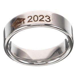 LALAFINA Graduation Season Ring Best Friends Birthday Metal Graduation Ring Class of 2023finger Ring Men’s Round Metal Ring Stainless Steel Delicate Party Supplies Student