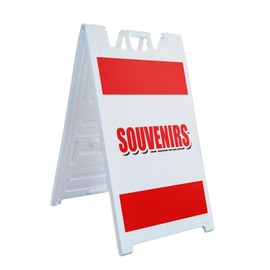 A-Frame Sidewalk Souvenirs 24" x 36" Double Sided A-Frame Sidewalk Sign, Includes 2 Plastic Inserts | Foldable Portable White Signicade Sandwich Board Signs