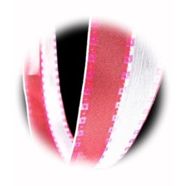 The New 4 Yards Valentine Red White Pink Bi Striped Pink Box Wired Ribbon 1 1/2" W Perfect for Crafting, Gift Wrapping, and Decorating Ribb1w00231