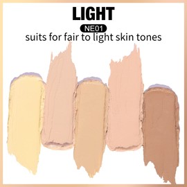 FOCALLURE #GoldenAge 5 in 1 Multi Uses Concealer Palette, 5 Colors Correcting Conceal Palette, Camouflage Contour Palettes for Dark Circles, Face Contouring Highlighter Pallet, NE01 LIGHT