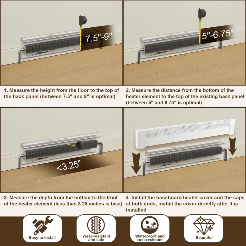 Tandefio 4 ft White Galvanized Steel Easy Slip on Baseboard