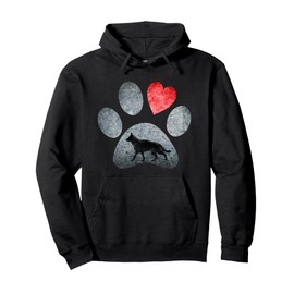 German Shepherd Dog Paws Dog Lover Red Heart Pullover Hoodie