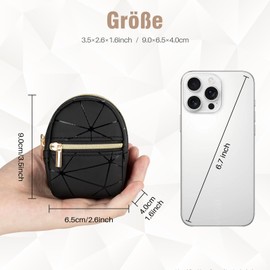 Likesing Mini Wallet Purse: Pack of 2 Small Purses – PU Leather Coin Purse Key Bag – Key Case Money Bag Key Ring Bag for Men and Women Black Pink, Black and Pink, Leather