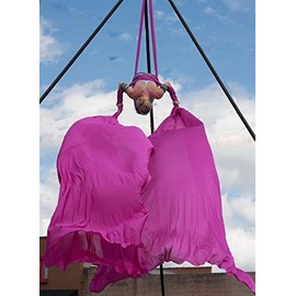 Aerial Silks Starter Kit - Durable 11Yards of Aerial Yoga Hammock with Hardware, Aerial Swing for Acrobatic Flying Yoga & All Levels (Aerial Rigging Point Up to 14ft)