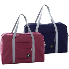 2 Pack Foldable Travel Bag Waterproof Carry On Bags Gym Holiday Sports Travel Bag Navy + Burgundy, Navy + Burgundy, Not applicable