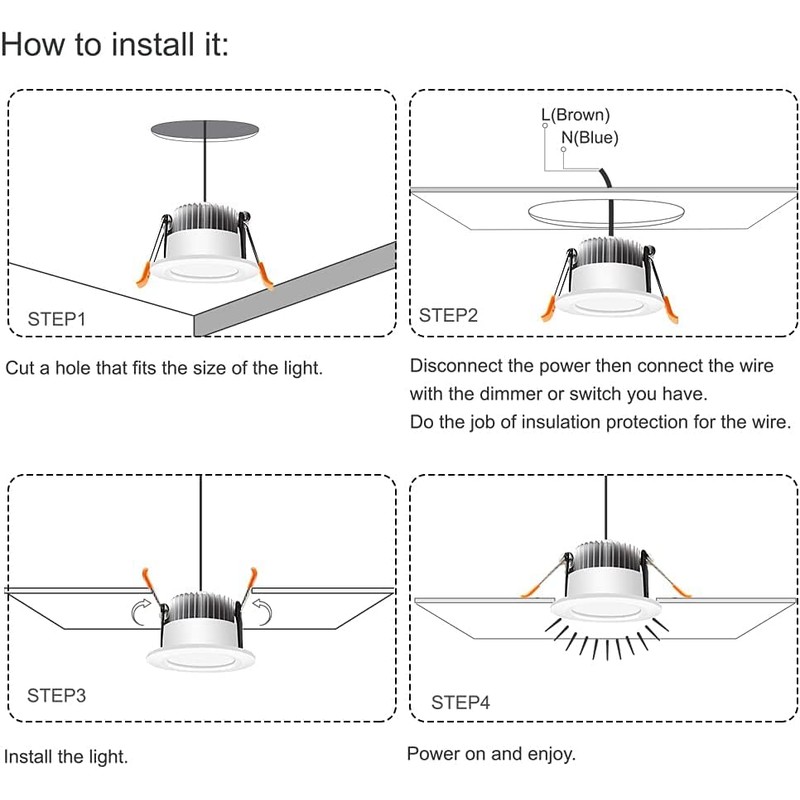 2 Inch LED Recessed Lighting Dimmable Downlight, 3W(35W Halogen Equivalent),