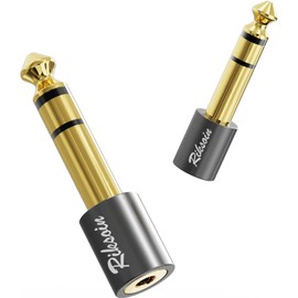 RIKSOIN Headphone Adapter, 2-Pack 6.35mm (1/4 Inch) Male to 3.5mm (1/8 Inch) Female Stereo Audio Adapter [Gold Plated, Hi-Fi Sound] for Amp Adapter, Guitar, Digital Piano, Microphones, Speaker