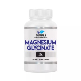 Simpli Supplements Magnesium Glycinate 400mg 180 Capsules (Vegan Friendly, USA M