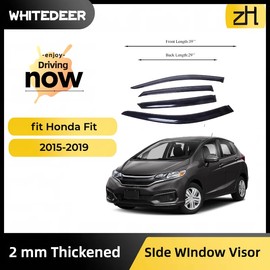 Fits for Honda Fit 2015 2016 2017 2018 2019 Acrylic Safe Smoke Window Visor Set - Sun, Rain, and Vent Protection, 4-Pieces Tape-On Window Deflector Guard Kit, 2 mm Thickened