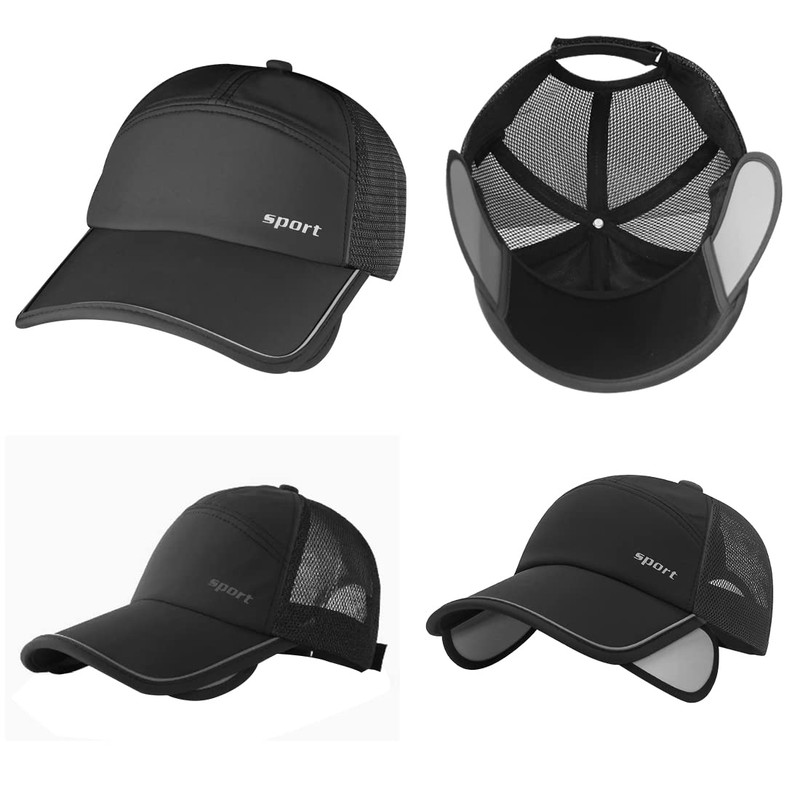 Sun Visor Hats Men, Adjustable Retractable Brim UV Protection Mesh
