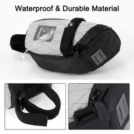 ENLEE Bike Saddle Bag Waterproof Bike Seat Bag Reflective Bicycle Storage Pouch Under Seat for Road Mountain Foldable Bikes Large White