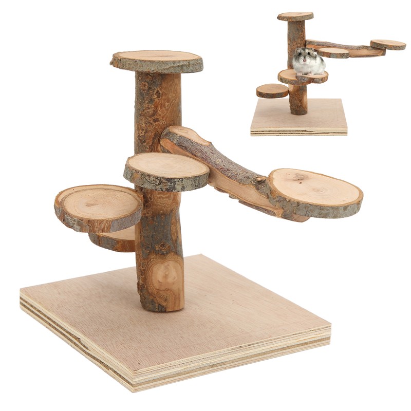 Wooden Hamster Platform Toy Hamster Playground Stand Rotating Ladder for