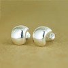 Sterling Silver Shiny Polished Half Hoop Bead Dome Stud Earrings