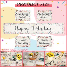 EYAKEG Happy Birthday Table Runner and Placemats Set 72 Inches Table Runner Happy Birthday Sign Table Decorations White Birthday Table Mats Birthday Party Supplies, Set of 5