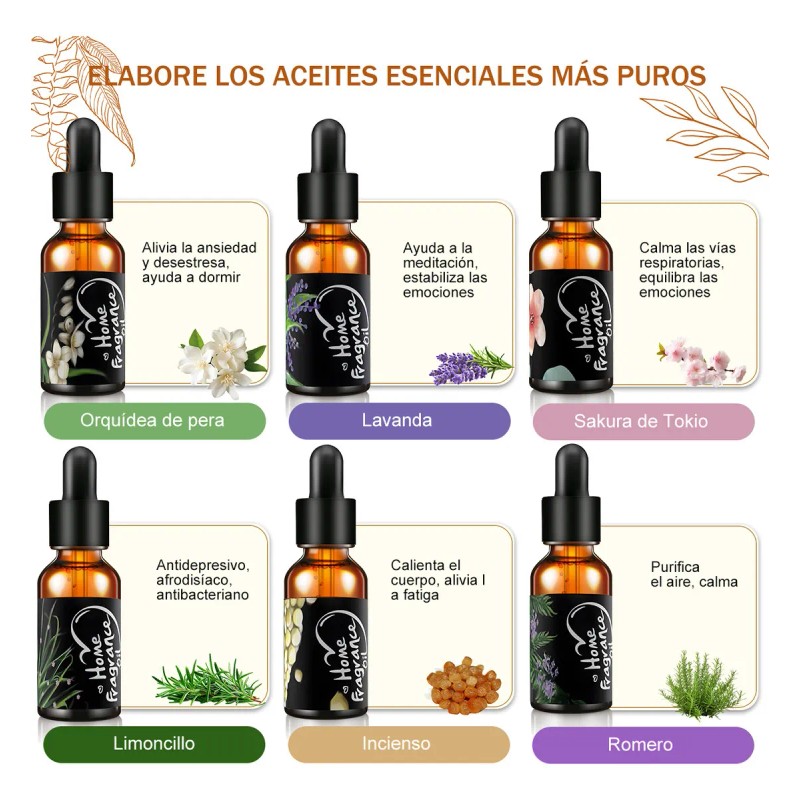 Aceite Esencial Puro y Natural 12 Unidades Para Difusor Y