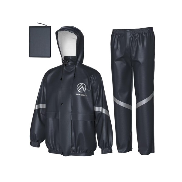 INPAKO Waterproof Rain Suit for Men Women, Lightweight Packable Hooded