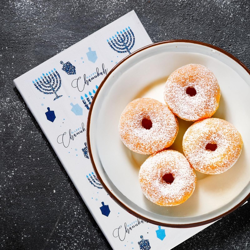 Rite Lite Happy Chanukah Towel with Mosaic Dreidel, Menorah, Happy