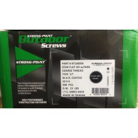 Strong Point #10 x 6" Star Drive Deck Screws Flat Head W/Nibs, C/T Type 17, WAR Coated 500