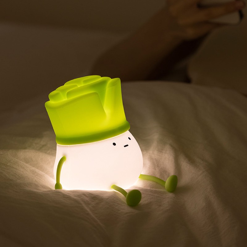 Cute LED Night Light Tap Control Rechargeable 1.5W Decorative Scallion