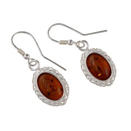 Sterling Silver and Baltic Honey Amber Earrings "Cecilie", Baltic Amber, Baltic amber