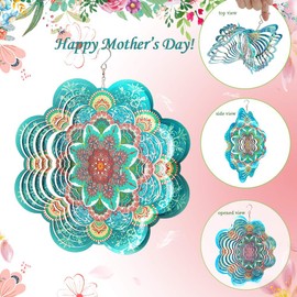 FONMY Stainless Steel Wind Spinner-3D Indoor Outdoor Garden Decoration Crafts Ornaments 12Inch Multi Color Mandala Flower Wind Spinners