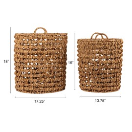 Creative Co-Op Round Water Hyacinth Baskets, Set of 2