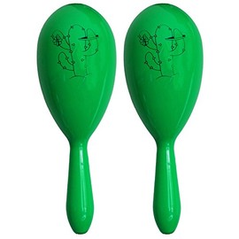 MEXICAN MARACAS FOR FANCY DRESS - INCLUDES: 2X MATCHING COLOURED MARACAS WITH BLACK CACTUS PRINT (GREEN)