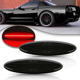 NJSBYL Smoked Lens Corvette C5 LED Side Marker Light Kit For 1997-2004 Corvette C5 Z06 Red/Rear Side Fender Turn Signal Lamps