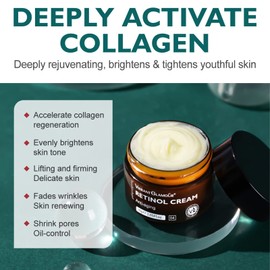 Retinol Cream - Face Cream Anti-Aging Wrinkle Night/Day Cream With 2.5% Retinol - Eye Face Moisturiser to Help Skin Regenerating Reduce Wrinkles, Fine Lines, Dry Skin Age Spots 30ml
