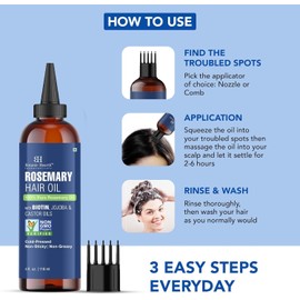 Botanic Hearth Hair Oil for Hair Growth | Rosemary Oil for Hair Growth with Biotin, Castor & Jojoba | Hair Relaxers & Dry Scalp Treatment | Color Safe | All Hair Types | 4 Fl Oz