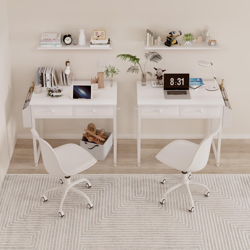 Lufeiya Small White Kids Desk with Drawers for Bedroom, 32