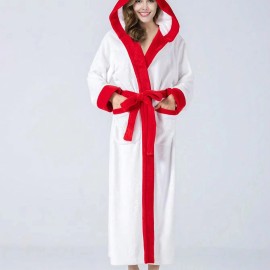 Christmas Party Robe US Local Warehouse Printed Sleepwear Unisex Thickened Flannel Warm Soft Robe PajamaSize: S, Color: Christmas Red