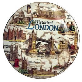 10cm Historical London Collage Plates with Gold Rims