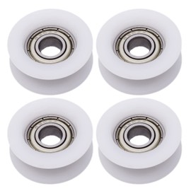 U-Groove Pulley, Pack of 4, 6 x 24 x 9 mm, U-Rille Roller Guide Wheel, Nylon Guide Roller Wheel for Doors and Windows, Cabinets, Drawers, Printers, White