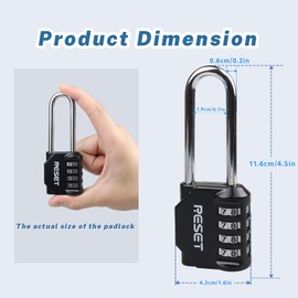 RESET-060 4 Digit Combination Padlock with 2.4 inch Long Shackle Combination Lock,Outdoor Waterproof Padlock,Indoor Padlock for School Locker, Gym Locker, Shed, Fence, Gate, Toolbox, Black