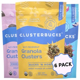 Clusterbucks Superfood Clusters – Grain-Free, Keto-Friendly Granola with Regeneratively Grown Sprouted Buckwheat– Gluten-Free, Low-Carb, Organic Healthy Snack (6 Ounce (Pack of 6), Variety #2)