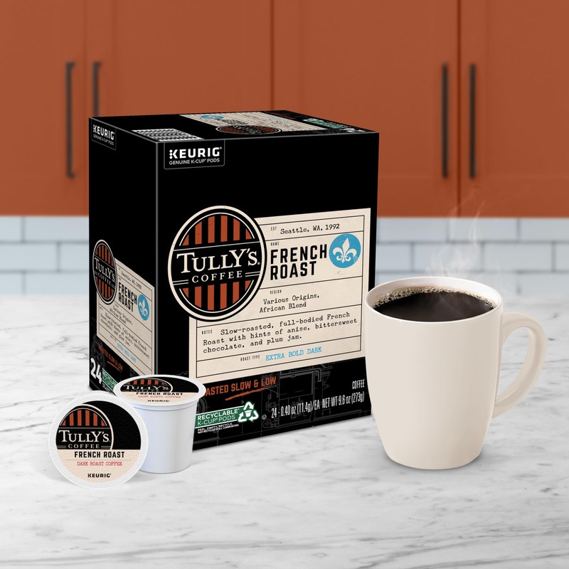 Tully's Coffee French Roast, Single-Serve Keurig K-Cup Pods, Dark Roast
