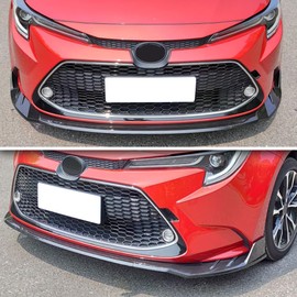 Rolling Gears Front Bumper Lip Spoiler Compatible with 2020-2025 Toyota Corolla LE Front Lip, Carbon Fiber Hydro-Dipping 3-Piece Bumper Exterior Body Kit