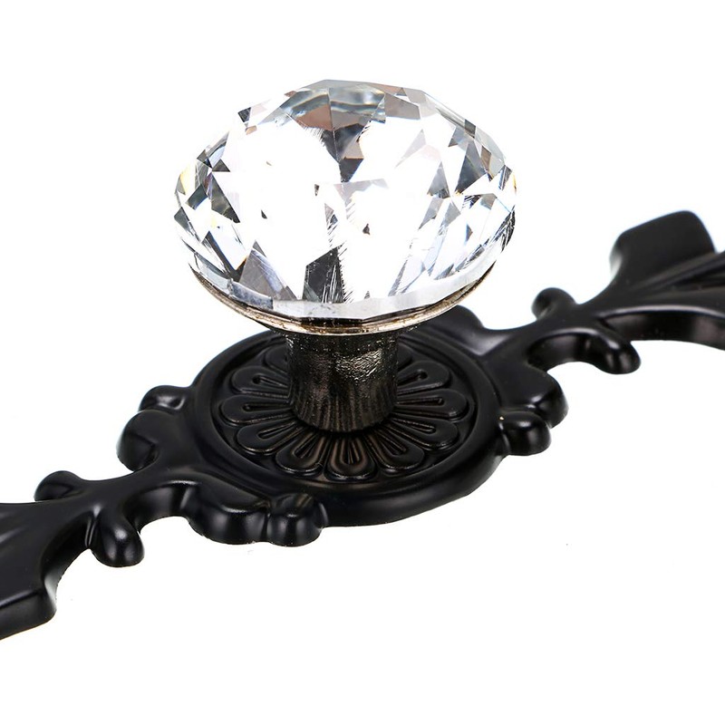 BSTKEY 10 Pack Crystal Drawer Knobs with Black Plate -