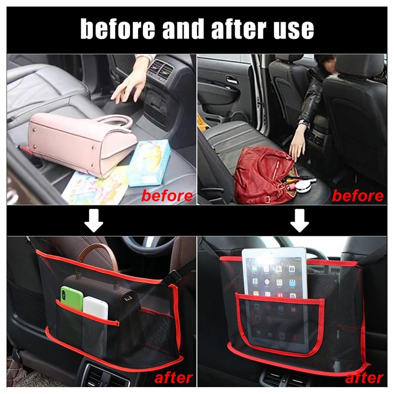 GLSOWEE Handbag Holder for Car, Auto Net Pocket Purse Holder