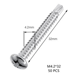 50 PCS Stainless Steel Round Head Drilling Self Tapping Screws for Metal (M4.2 * 32mm)