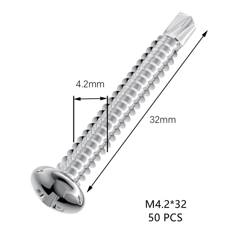 50 PCS Stainless Steel Round Head Drilling Self Tapping Screws