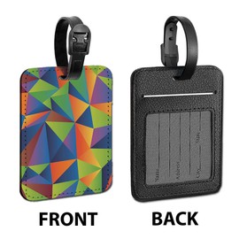 WIRESTER PU Leather Luggage Tag Name Tag Bag Tag for Travel Suitcase Baggage Luggage - Colorful Rainbow