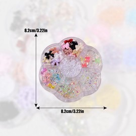 Aurora Nail Bow Charms, 1 Box of 7 Compartments Bow Bear Butterfly Beads Mixed 3D Nail Art Decoration Nail Beads for Nail Art Design DIY Jewellery Making (C Pattern)