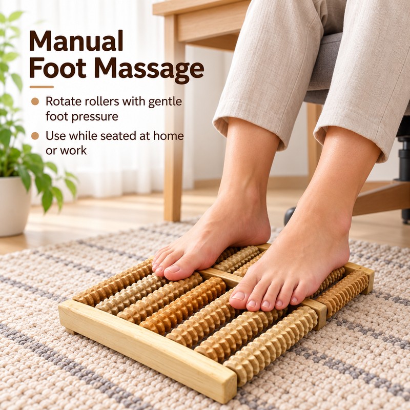 Wooden Foot Massager – Manual Rolling Foot Relaxation Tool