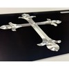 Silver Engraved 3D Christian Cross Car Tag Diamond Etched Vanity