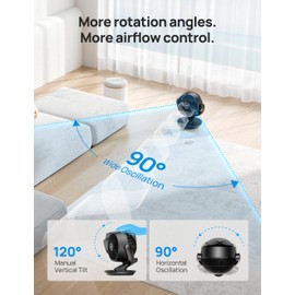 Dreo Fan for Bedroom, 13-Inch Oscillating Table Air Circulator Fan for Whole Room, 120° Tilt Adjustment, 28dB Ultra-Quiet, 70ft Powerful Airflow, 4 Speeds Desk Fans with Remote for Home, Office