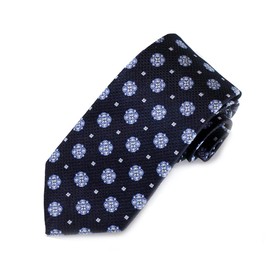 MICHIKO LONDON Tmichi-002 Brand Necktie, Business, Casual, Small Pattern, Floral Pattern, Made in Japan, Silk, Silk, Present, Gift, 3.1 inches (8 cm), blue