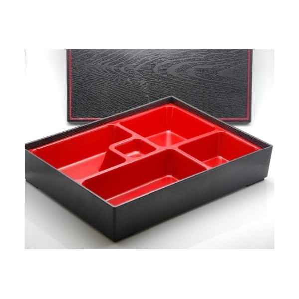 5 Compartments Lacquered Bento Lunch Box w. Cover